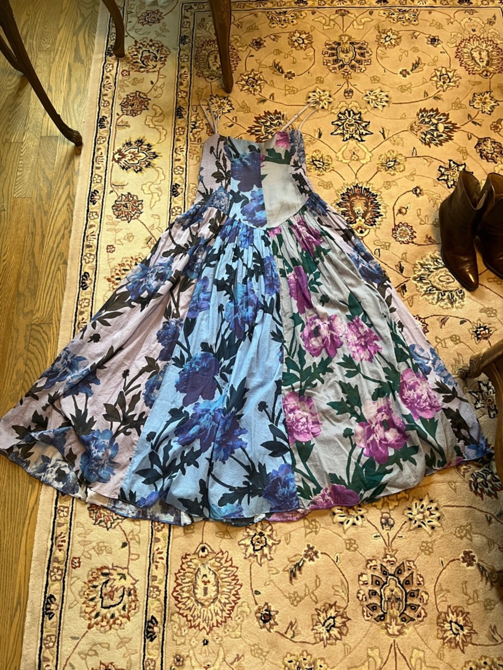 Free People Floral Spaghetti Strap maxi Dress in Lavender and Blue - Picture 5 of 8